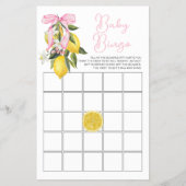 La Dolce Vita Lemon Pink Bow Baby shower Bingo Flyer (Voorkant)
