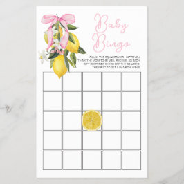 La Dolce Vita Lemon Pink Bow Baby shower Bingo Flyer