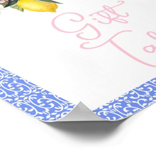 La Dolce Vita Lemon Pink Bow Baby shower Cadeaus Poster (Hoek)