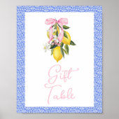 La Dolce Vita Lemon Pink Bow Baby shower Cadeaus Poster (Voorkant)