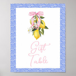 La Dolce Vita Lemon Pink Bow Baby shower Cadeaus Poster
