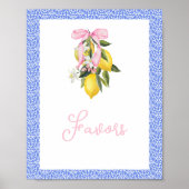 La Dolce Vita Lemon Pink Bow Baby shower Favors Poster (Voorkant)
