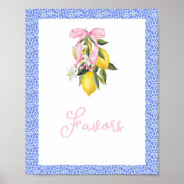 La Dolce Vita Lemon Pink Bow Baby shower Favors Poster