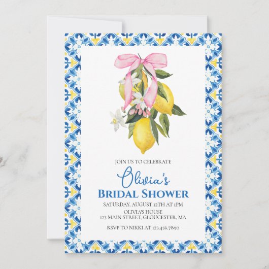 La Dolce Vita Lemon Pink Bow Vrijgezellenfeest Kaart (Voorkant)