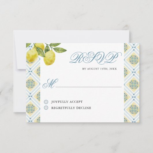 La Dolce Vita Lemon thema bruiloft RSVP Kaartje (Voorkant)