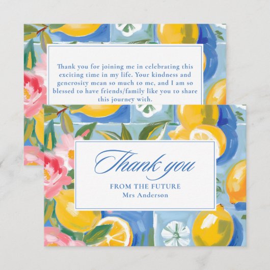 La dolce vita lemon vrijgezellenfeest bedankkaart (Voorkant / Achterkant)