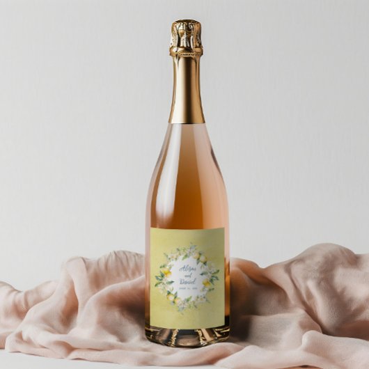 La Dolce Vita Lemon Wedding Wine Bottle Label Wijn Etiket