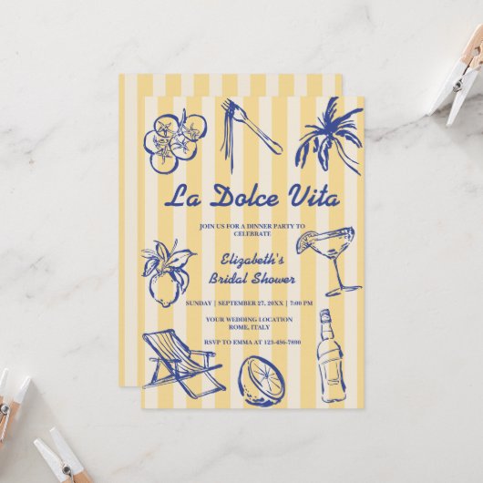 La Dolce Vita Lemons Italiaans Vrijgezellenfeest Kaart (Voorkant / Achterkant in situ)