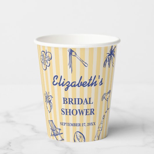 La Dolce Vita Lemons Italiaans Vrijgezellenfeest Papieren Bekers (Achterkant)