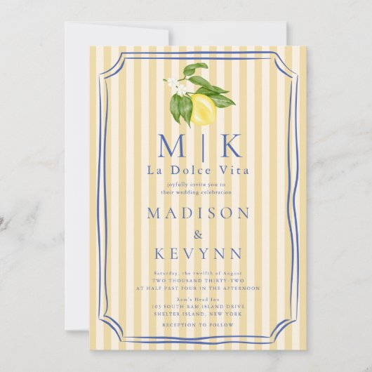 La Dolce Vita Lemons Italiaanse bruiloft Kaart (Voorkant)