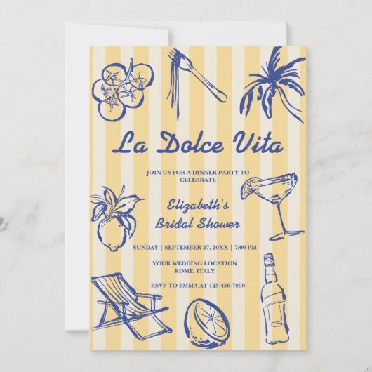 La Dolce Vita Lemons Italian Bridal Shower PHOTO Kaart (Voorkant)