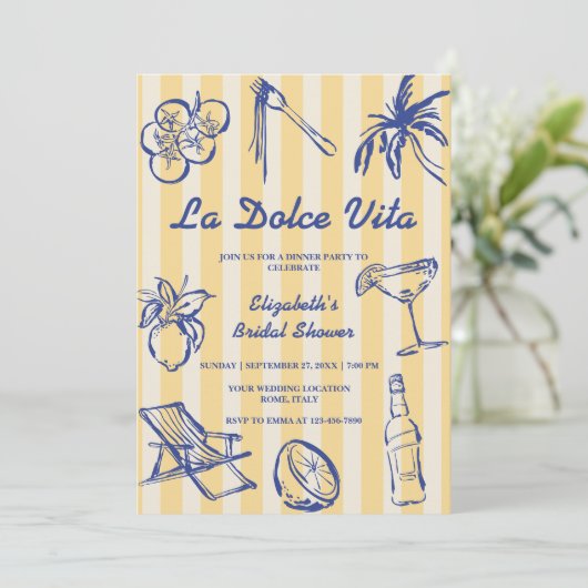 La Dolce Vita Lemons Italian Bridal Shower PHOTO Kaart (Staand voorkant)