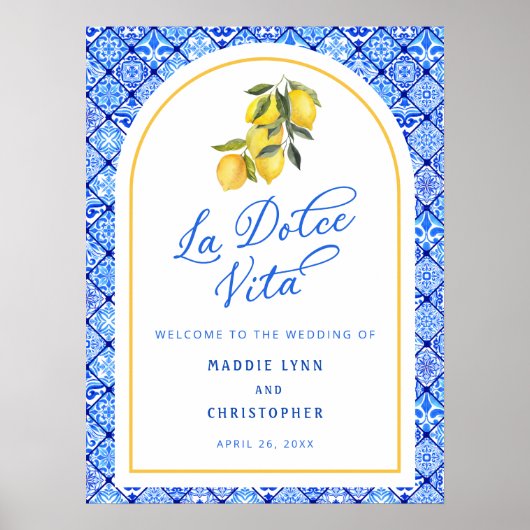 La Dolce Vita Mediterraan Huwelijk Welkom Poster (Voorkant)