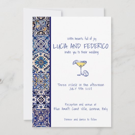 La Dolce Vita Mediterraan Italiaans blauw tegel Kaart (Voorkant)