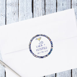 La Dolce Vita Mediterraan Italiaans blauw tegel Ronde Sticker