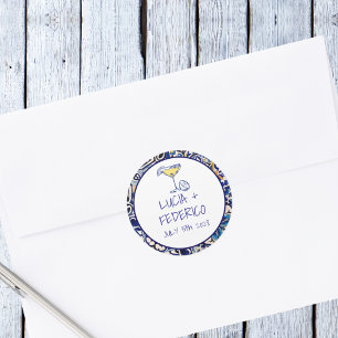 La Dolce Vita Mediterraan Italiaans blauw tegel Ronde Sticker