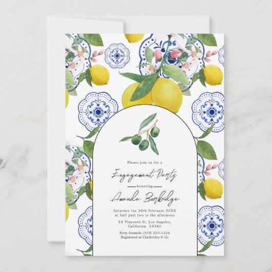 "la dolce vita" mediterraan verlovingsfeest kaart (Voorkant)