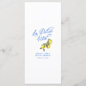 La Dolce Vita Mediterraan Vrijgezellenfeest Menu (Achterkant)