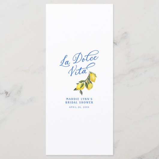 La Dolce Vita Mediterraan Vrijgezellenfeest Menu (Achterkant)