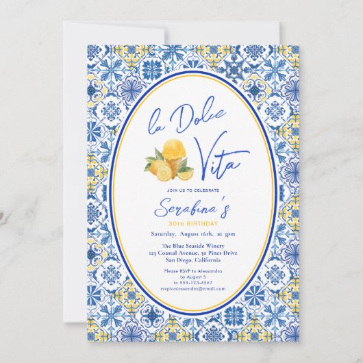 La Dolce Vita Mediterraan zomerverjaardagsfeest Kaart (Voorkant)