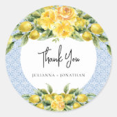 La Dolce Vita - Mediterrane citroen bruiloft Ronde Sticker (Voorkant)