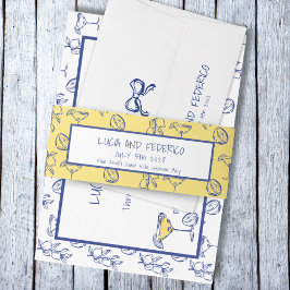 La Dolce Vita mediterrane citroenen Uitnodigingen Wikkel