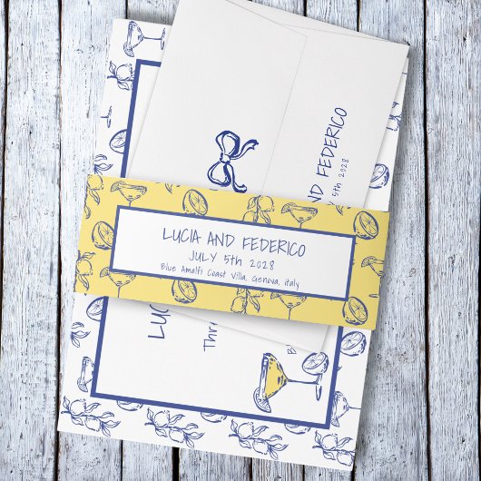 La Dolce Vita mediterrane citroenen Uitnodigingen Wikkel