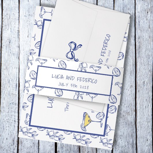 La Dolce Vita mediterrane citroenen Uitnodigingen Wikkel