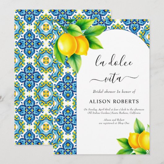 La Dolce vita Mediterrane tegels vrijgezellenfeest Kaart (Voorkant / Achterkant)