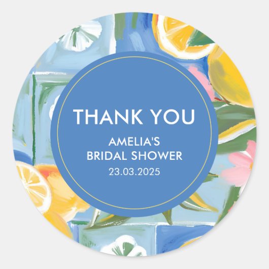 La dolce vita mediterrane zomer Bruidsborrel Ronde Sticker (Voorkant)