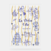 La Dolce Vita Mediterranean Bridal Shower Welcome Acryl Bord (Voorkant)
