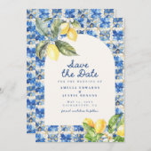 La Dolce Vita Mediterranean Lemon Save the Date Kaart (Voorkant / Achterkant)