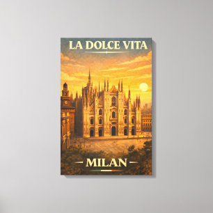 La Dolce Vita - Milaan Reisposter Antiek Design Canvas Afdruk