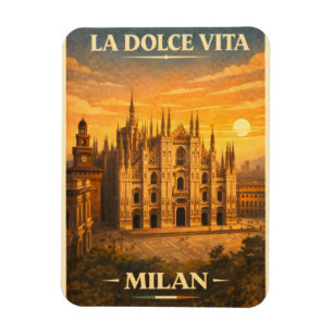 La Dolce Vita - Milaan Reisposter Antiek Design Magneet