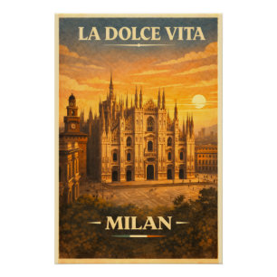 La Dolce Vita - Milaan Reisposter Antiek Design Perfect Poster