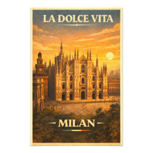 La Dolce Vita - Milaan Reisposter Antiek Foto Afdruk