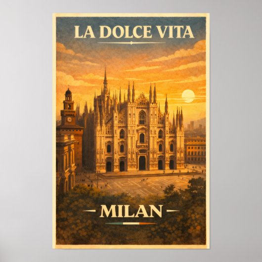 La Dolce Vita - Milaan Reisposter Antiek Poster (Voorkant)