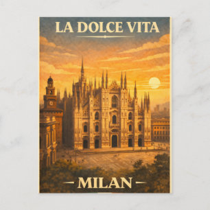 La Dolce Vita - Milan Reisposter Antiek Briefkaart