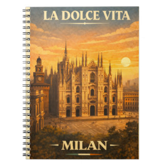 La Dolce Vita - Milan Vintage Travel Poster Notitieboek