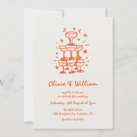 La Dolce Vita Moderne Hand getrokken bruiloft Kaart (Voorkant)