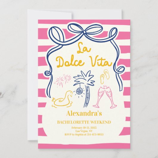 La Dolce Vita Poolside Bachelorette Weekend Kaart (Voorkant)