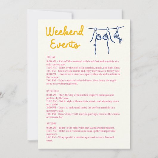 La Dolce Vita Poolside Bachelorette Weekend Kaart (Achterkant)