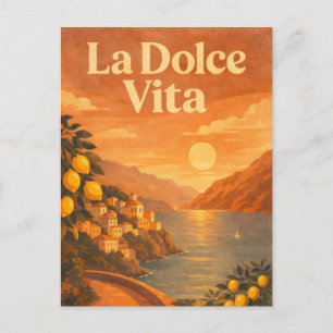 La Dolce Vita – Retro Italiaanse Kust Reisposter Briefkaart