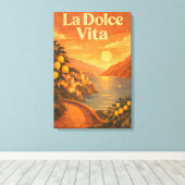La Dolce Vita – Retro Italiaanse Kust Reisposter Canvas Afdruk (Insitu (Houten vloer))
