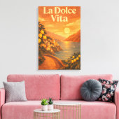 La Dolce Vita – Retro Italiaanse Kust Reisposter Canvas Afdruk (Insitu (Woonkamer))