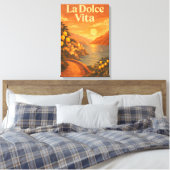 La Dolce Vita – Retro Italiaanse Kust Reisposter Canvas Afdruk (Insitu (Slaapkamer))