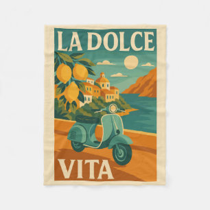 La Dolce Vita – Retro Italiaanse kust Reisposter Fleece Deken