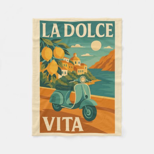 La Dolce Vita – Retro Italiaanse kust Reisposter Fleece Deken (Voorkant)