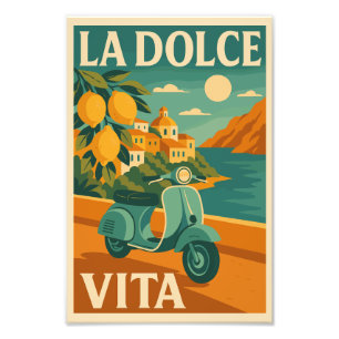 La Dolce Vita – Retro Italiaanse kust Reisposter Foto Afdruk