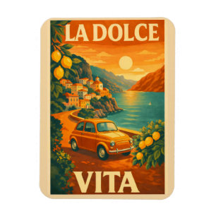 La Dolce Vita – Retro Italiaanse Kust Reisposter Magneet